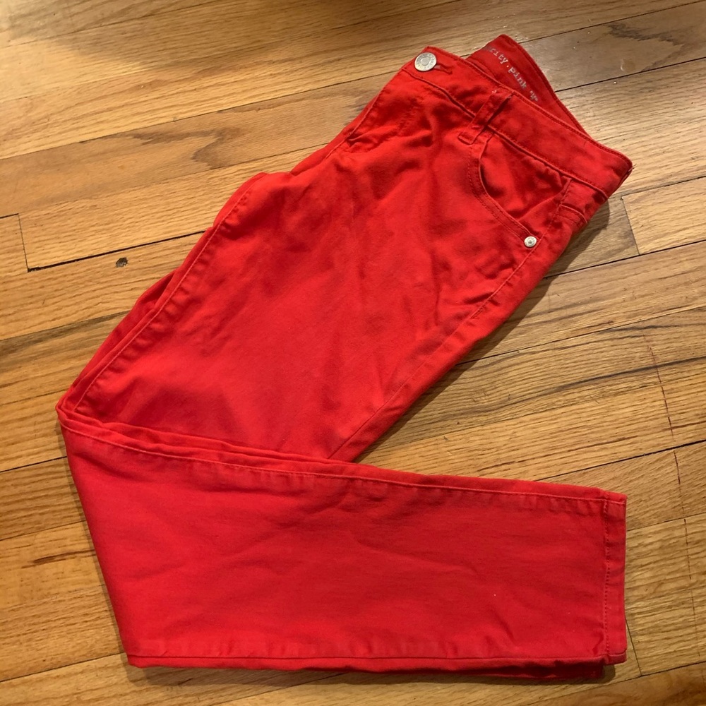 Straight Leg Red Pants with Nice Stretch